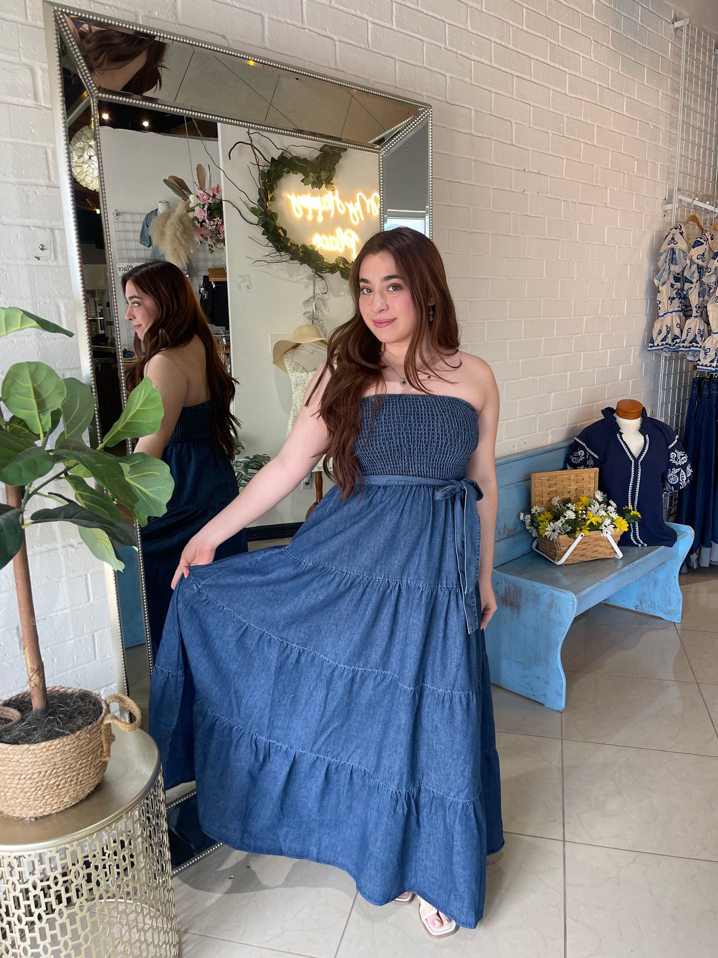 Western Glam Denim Maxi