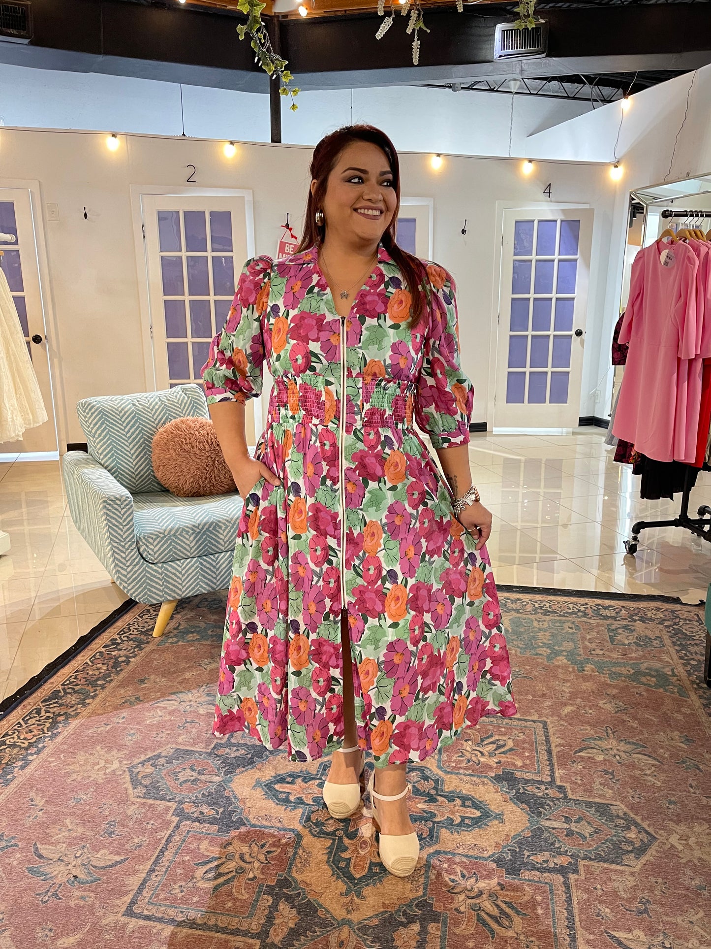 Monica Floral Midi Dress