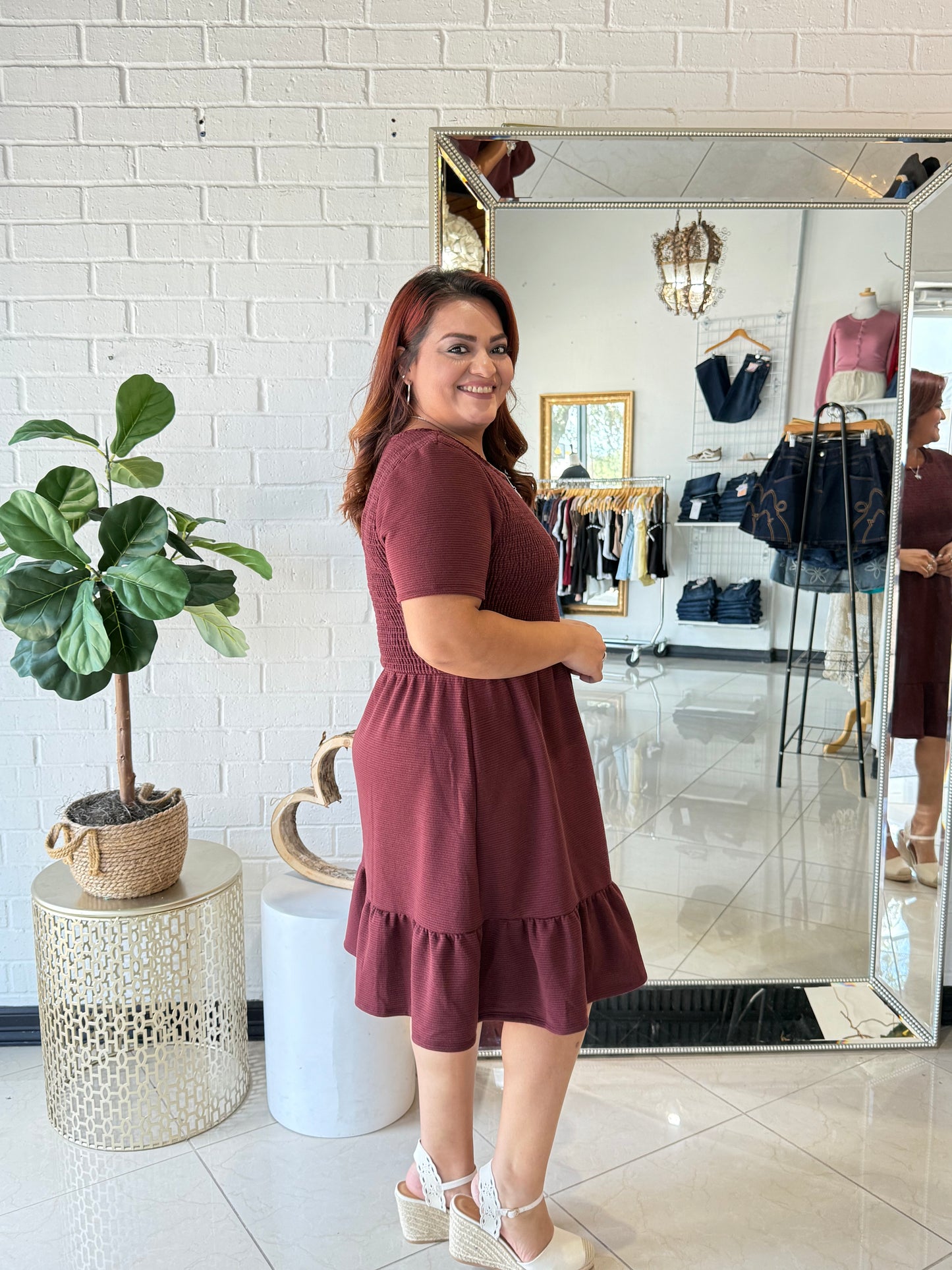 Maroon Mirage Mini Dress