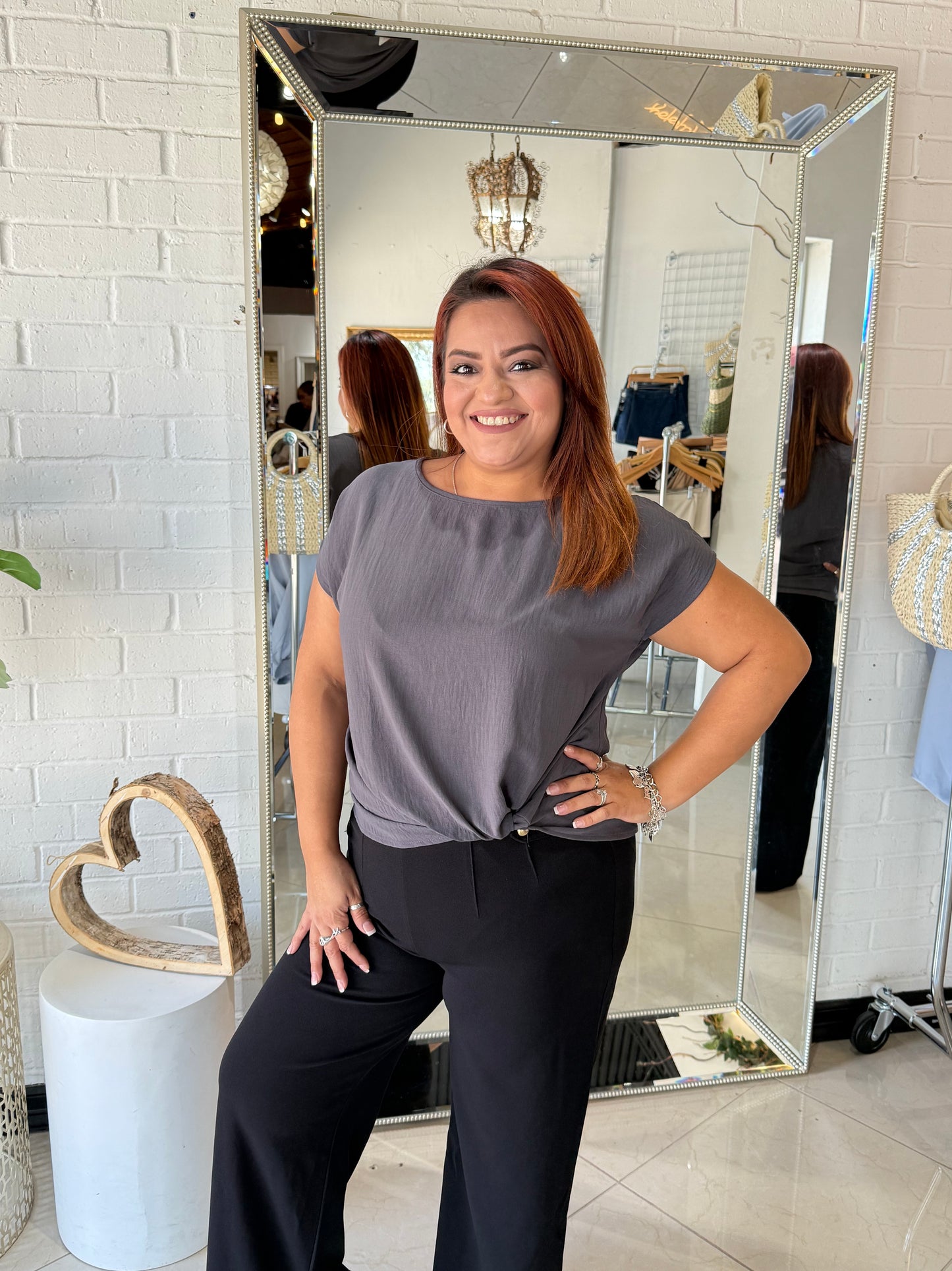 Chill With Me Blouse- Charcoal