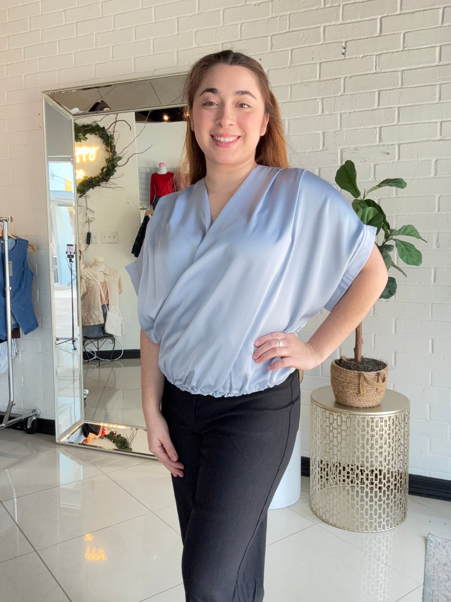 So Sophisticated Blouse- Blue