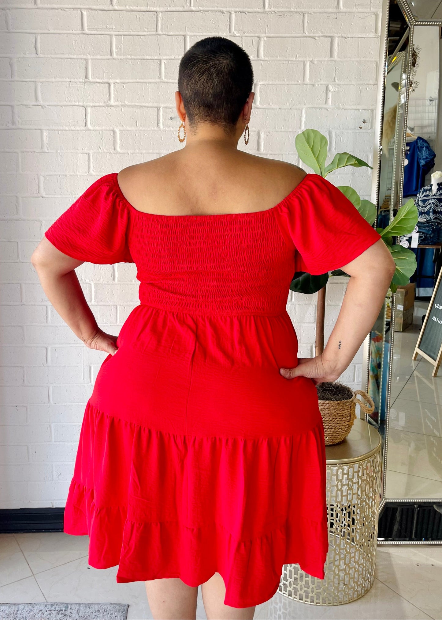 The Carrie Smocked Mini Dress - Red