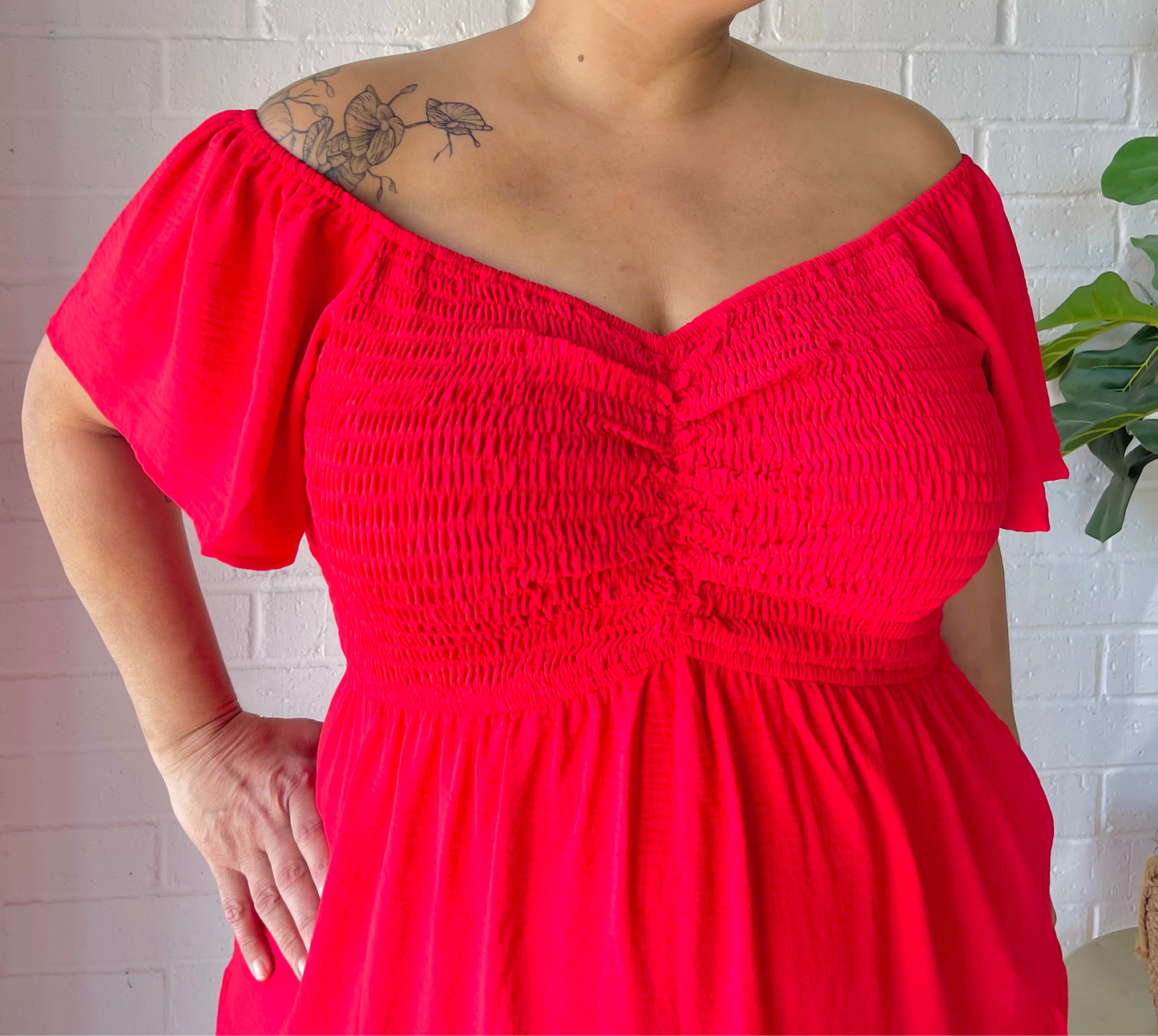 The Carrie Smocked Mini Dress - Red