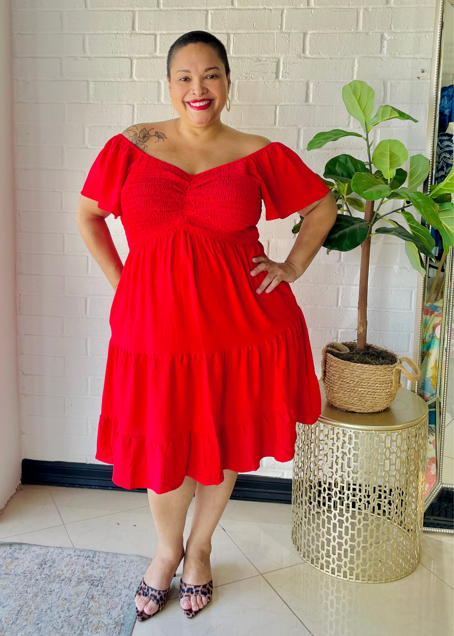 The Carrie Smocked Mini Dress - Red