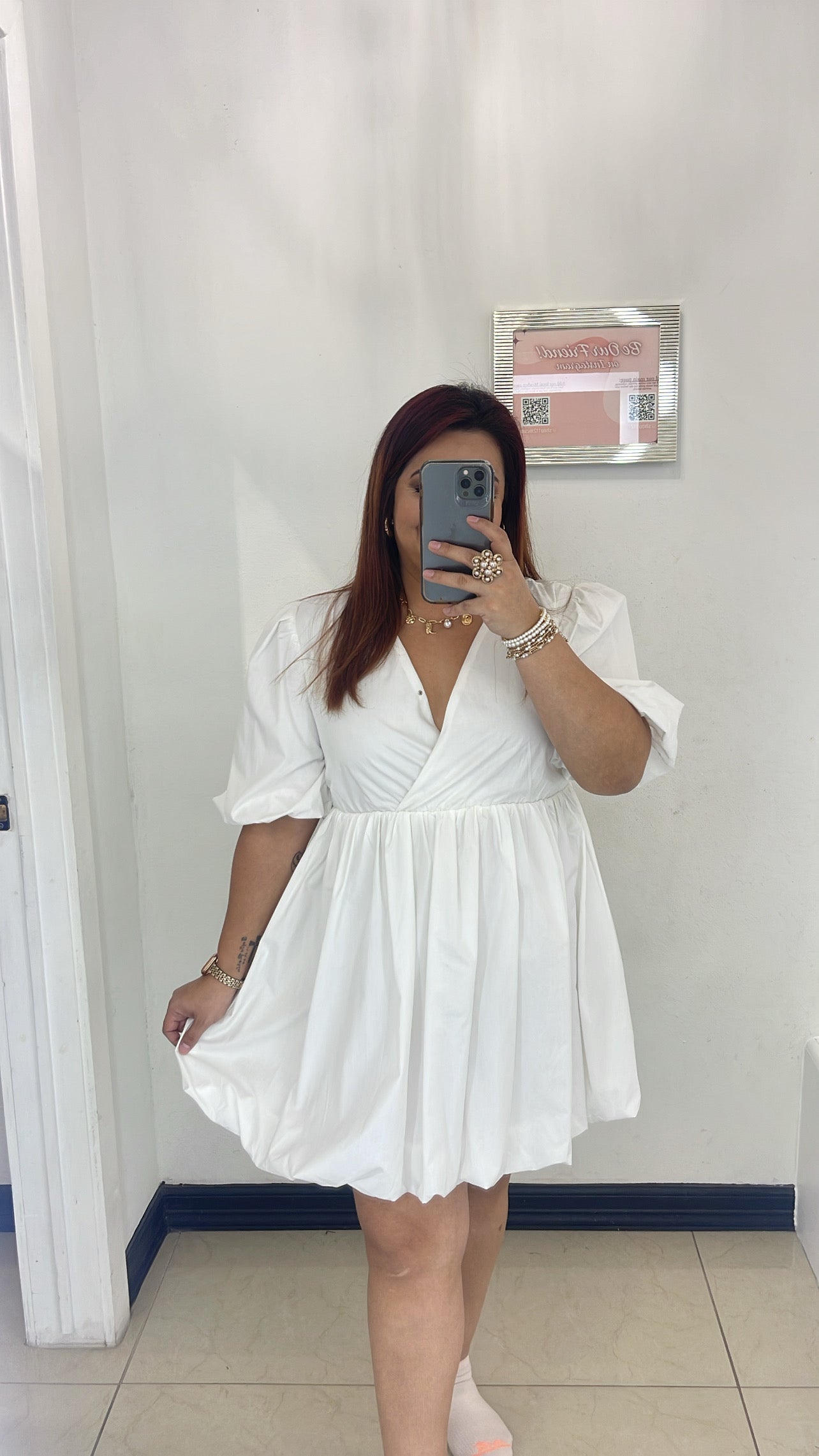 Destiney Bubble Dress - White