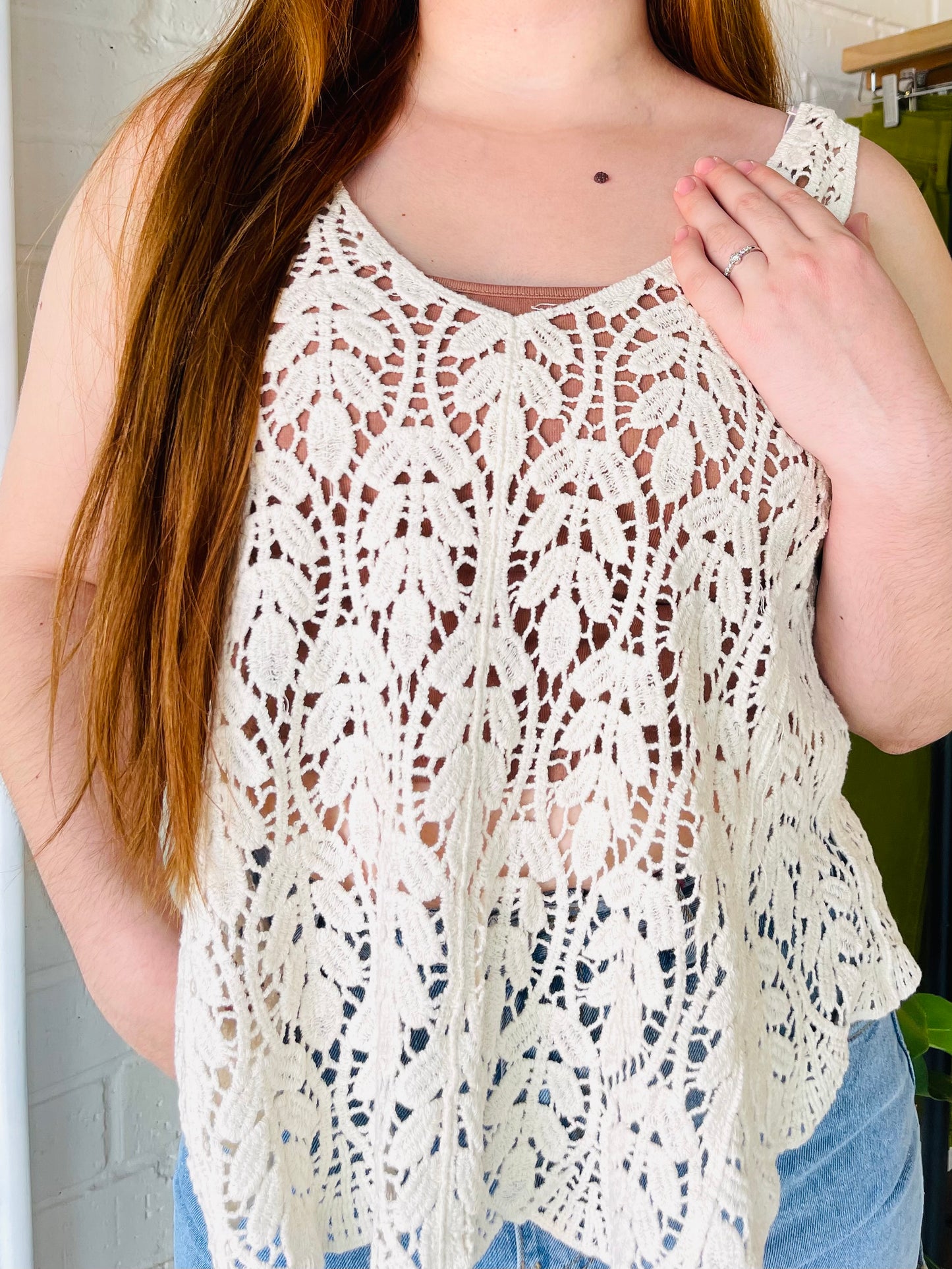 Ashley Ann Crochet Scalloped Top