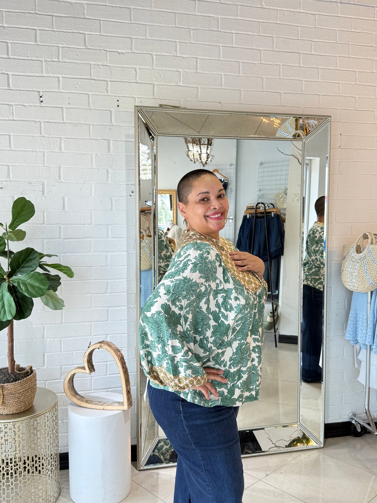 Autumn Vibes Only Blouse - Green Mix