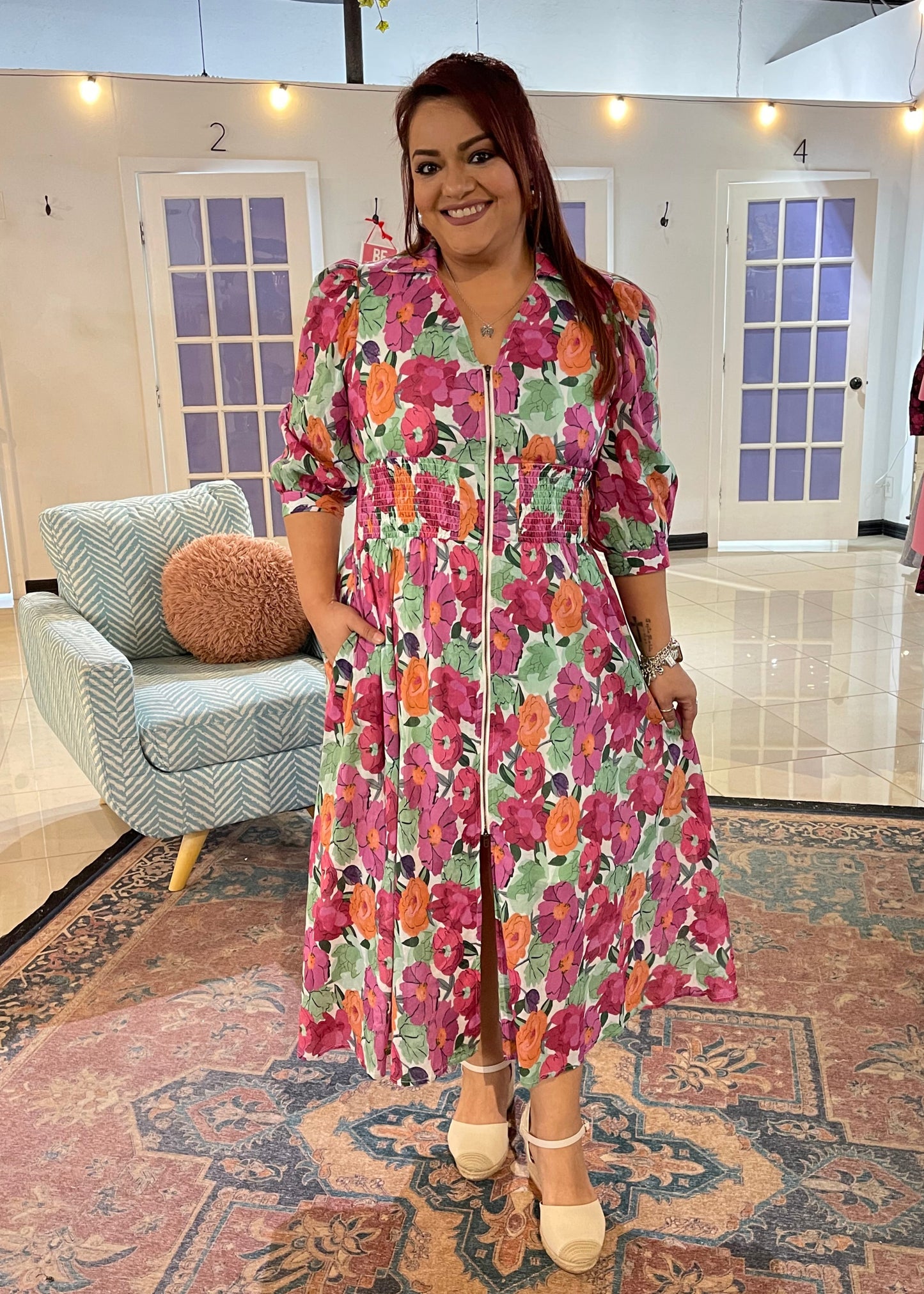 Monica Floral Midi Dress