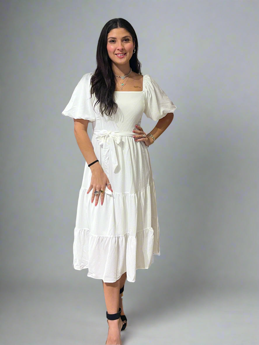 Everybody's Sweetheart Midi Dress - Off White