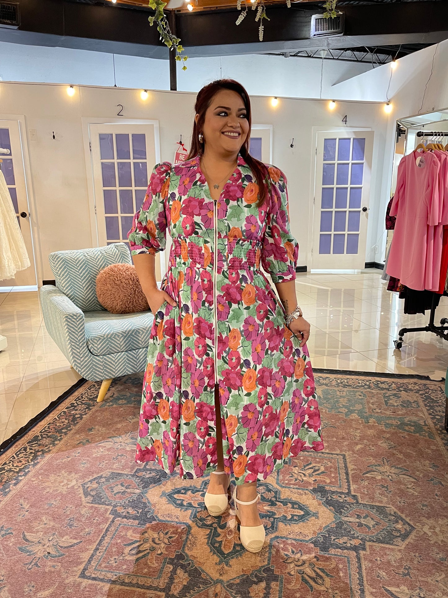Monica Floral Midi Dress