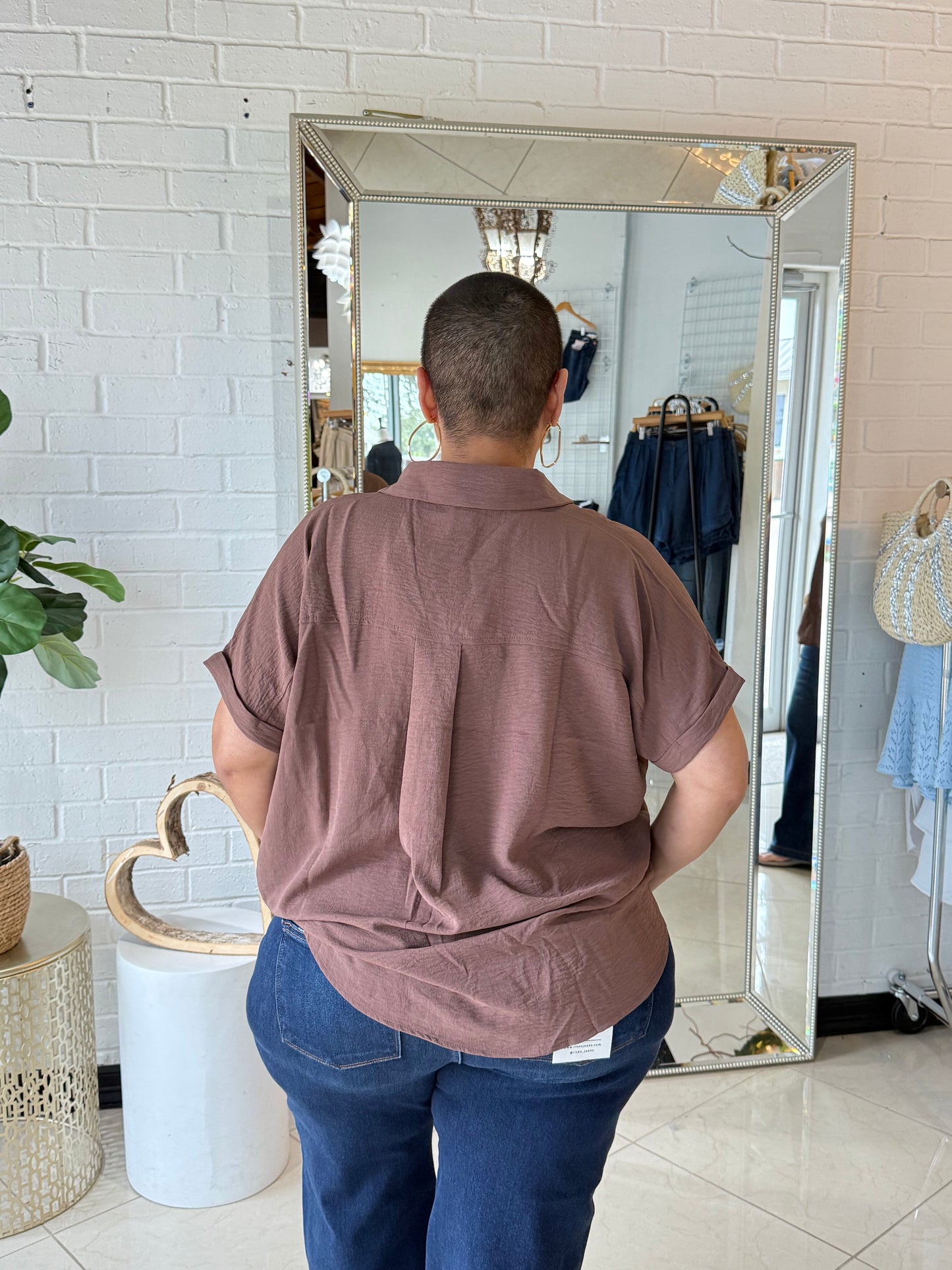 The Fall Shift Blouse- Mocha