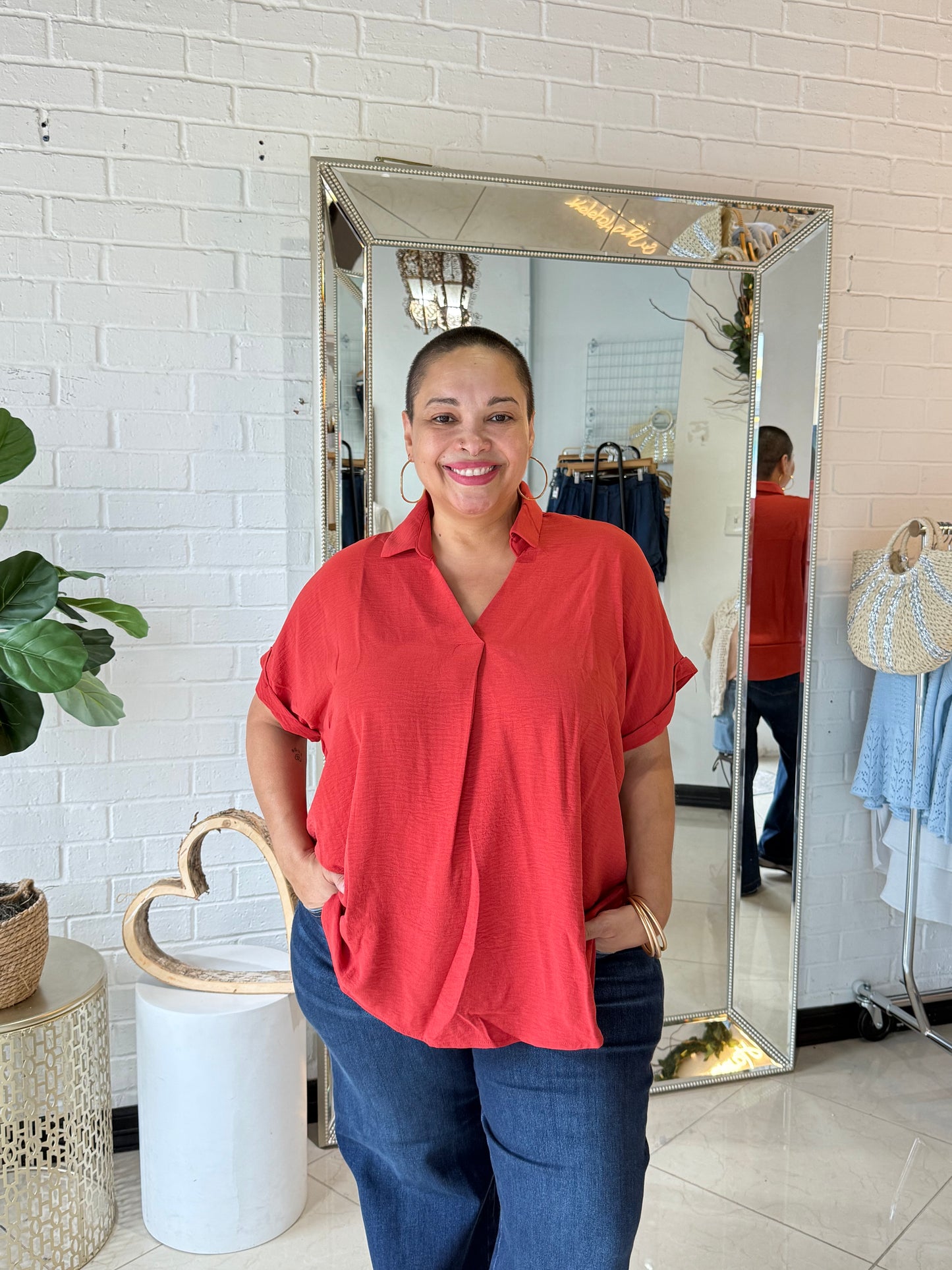 The Fall Shift Blouse - Rust
