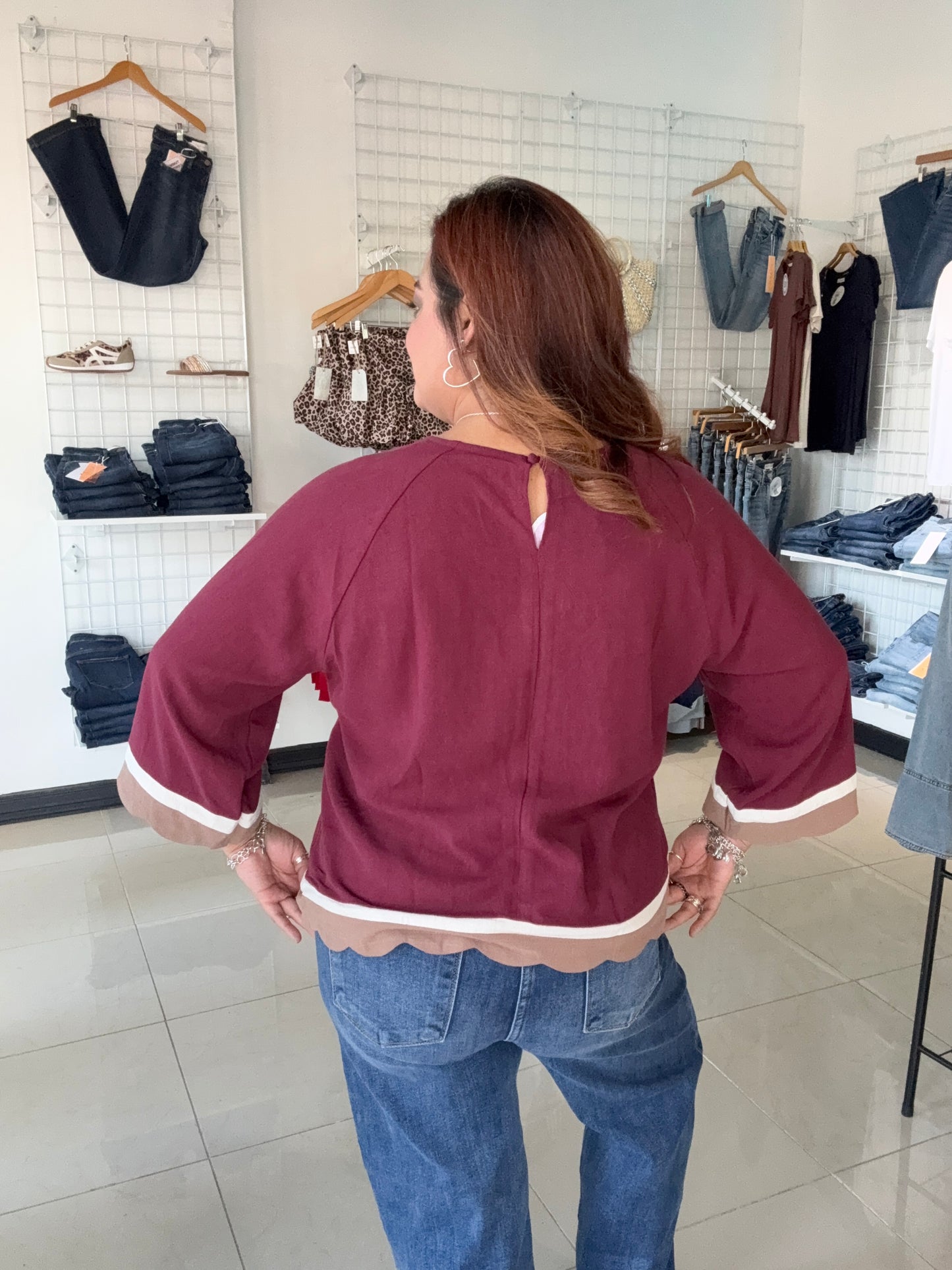 Raspberry Tart Scalloped Blouse