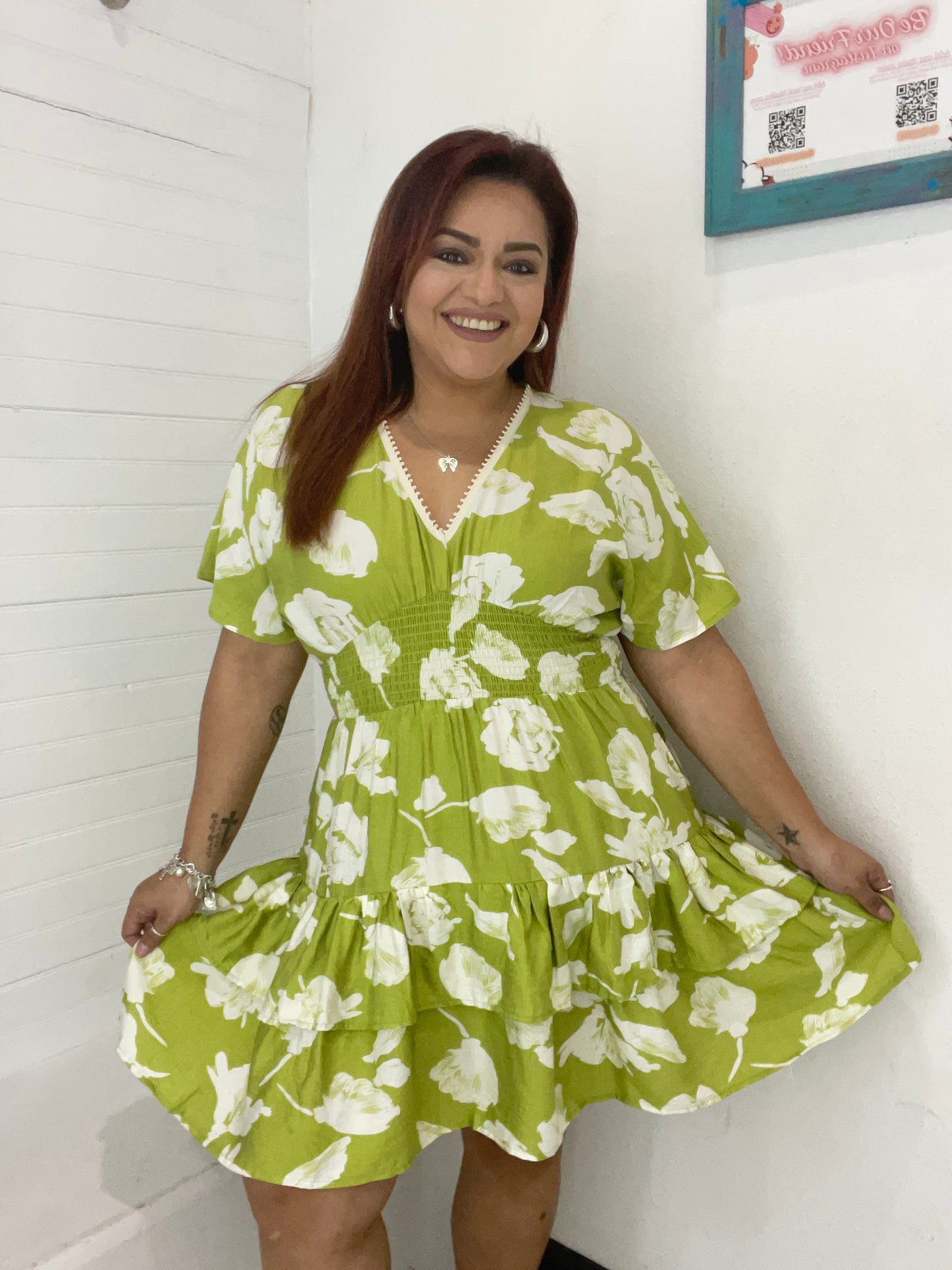 Stealing Looks Smocked-Tiered Mini Dress