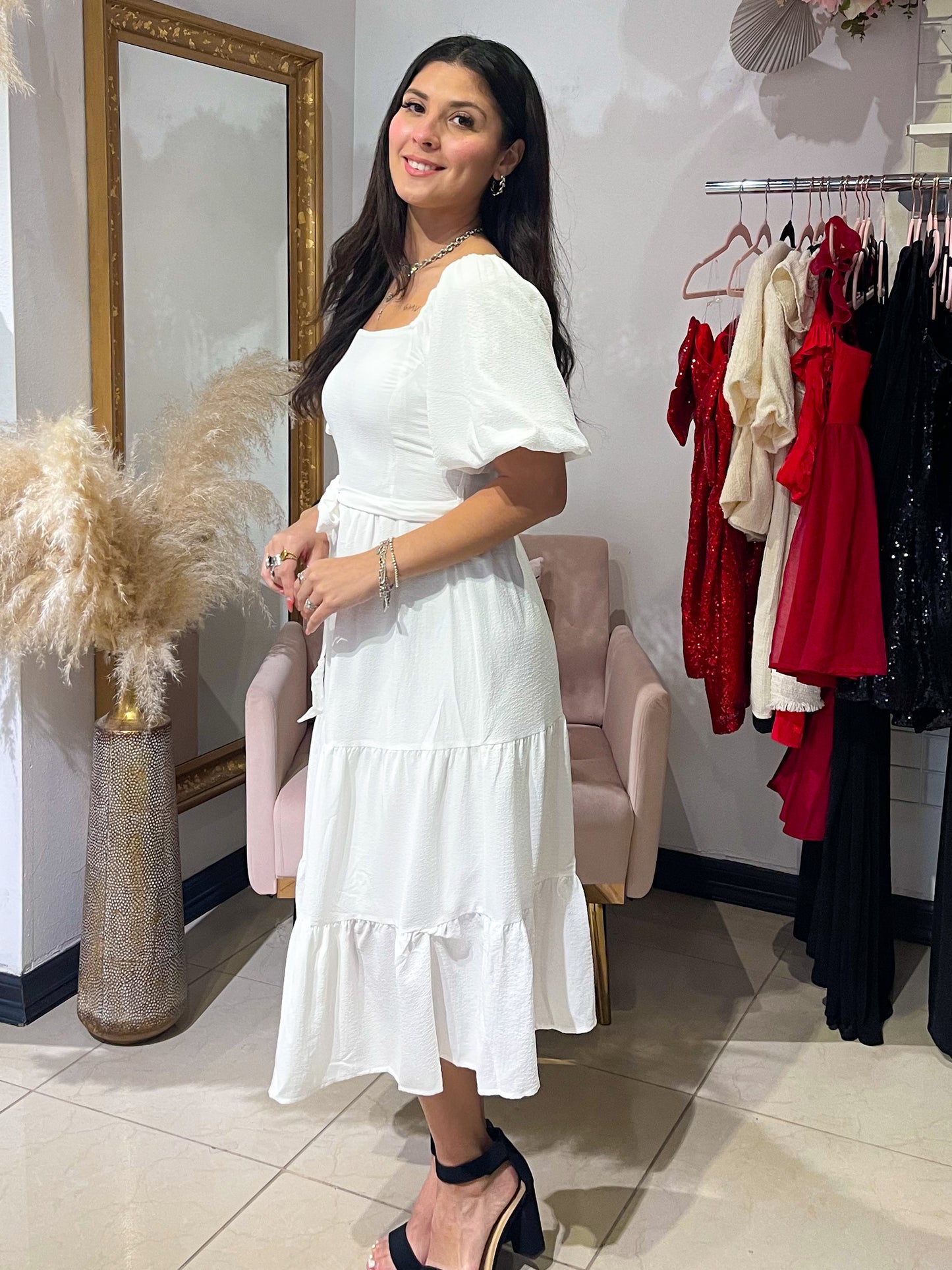 Everybody's Sweetheart Midi Dress - Off White