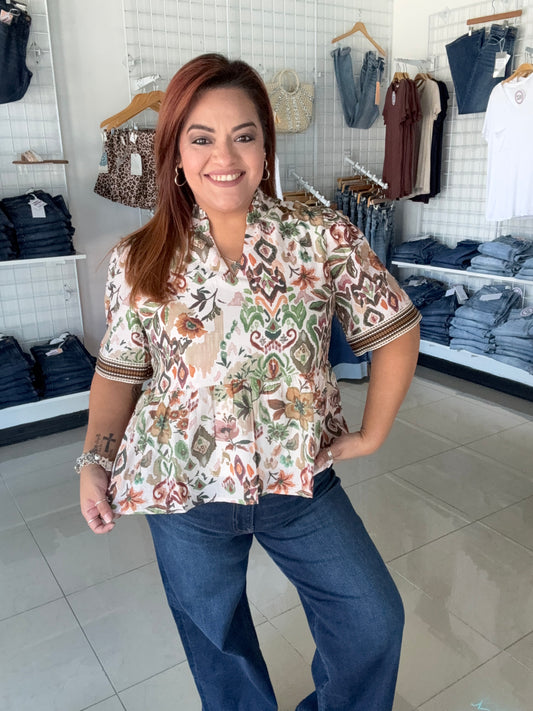 Maya Embroidered Peplum Blouse