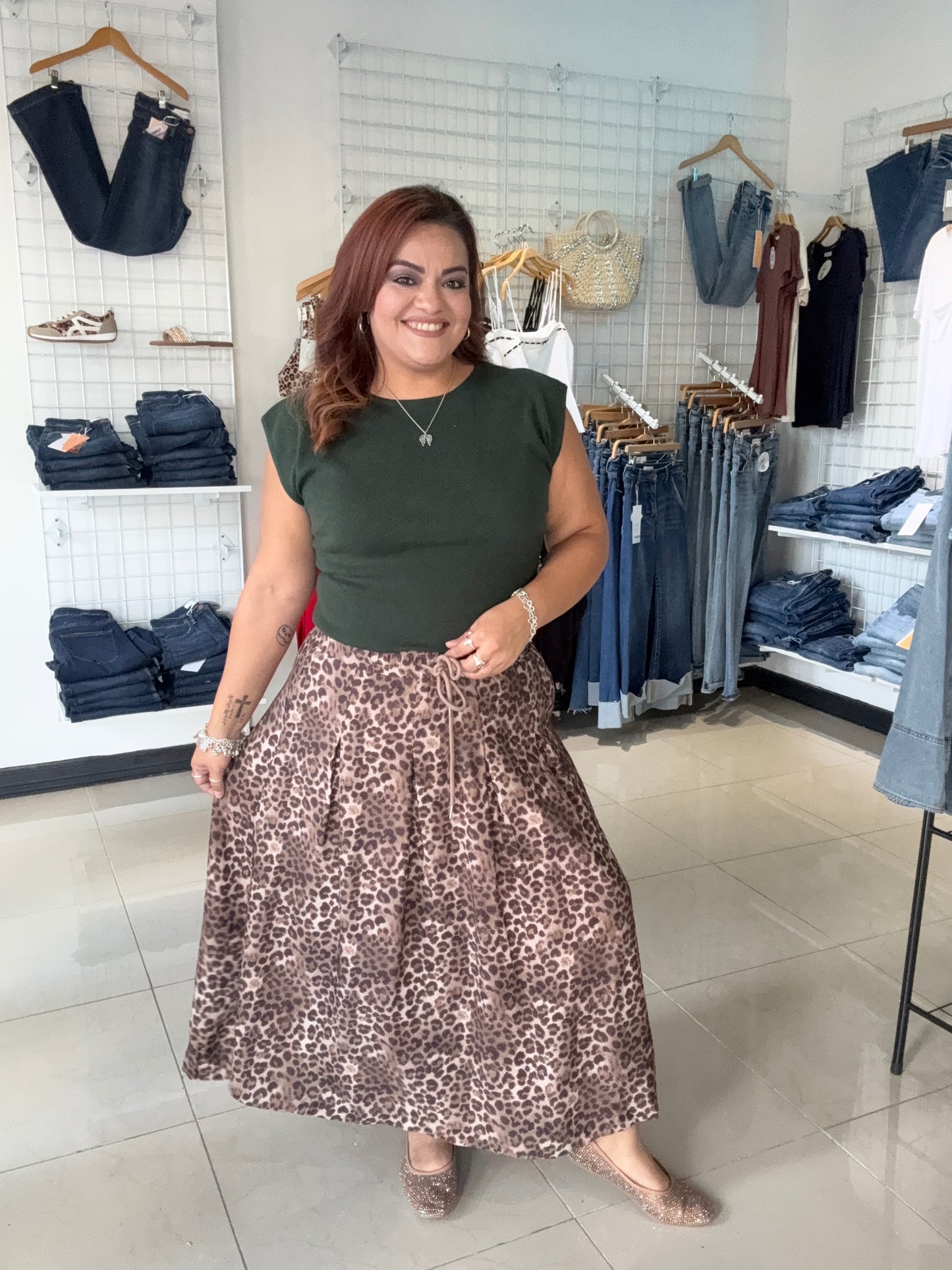 Leopard Muse Midi Skirt