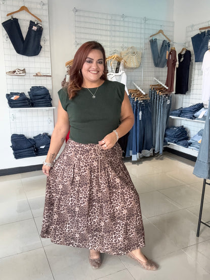 Leopard Muse Midi Skirt