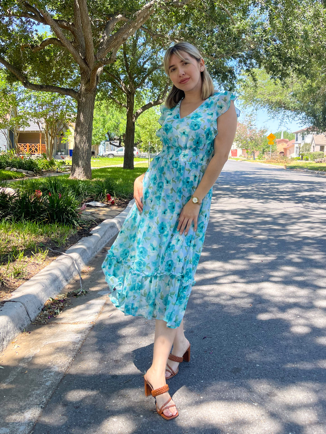 I'm Blue For You Floral Midi