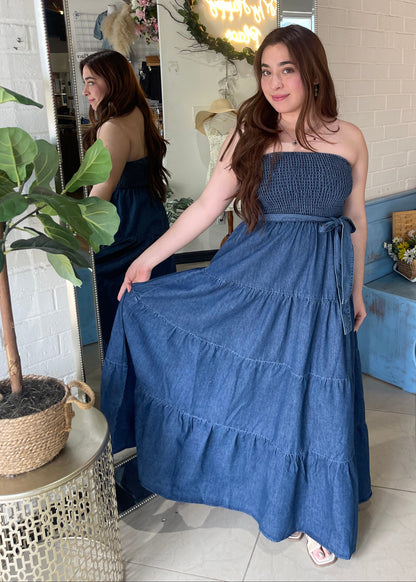 Western Glam Denim Maxi