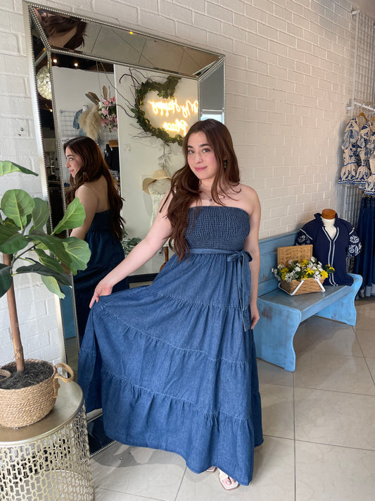 Western Glam Denim Maxi