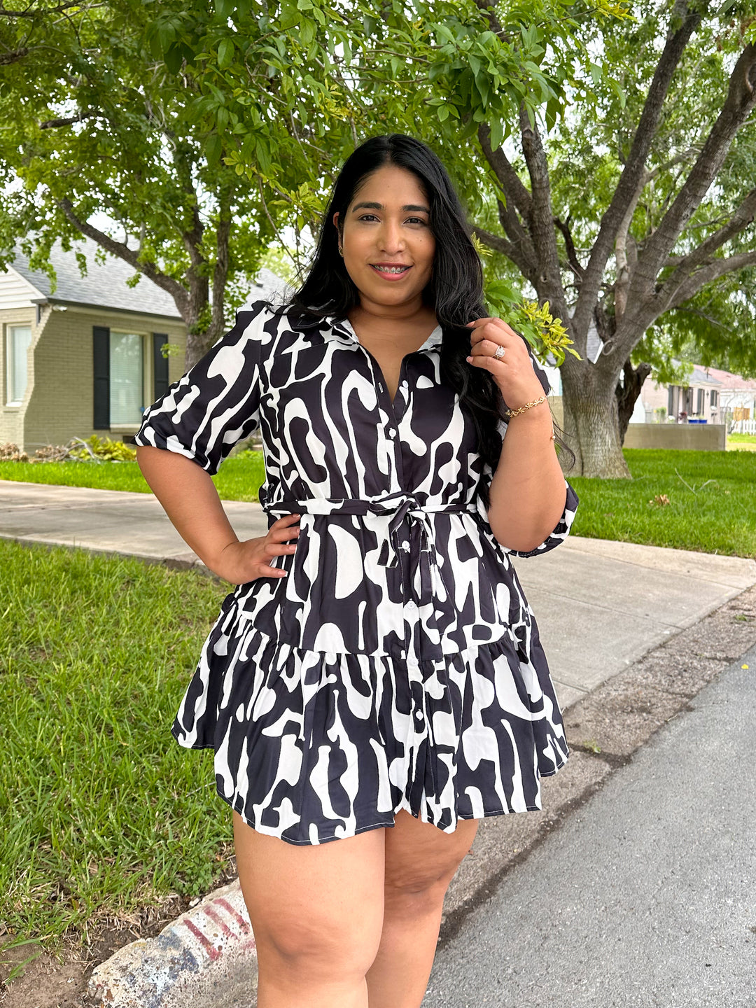 Abstract Thinking Button-Up Mini Dress