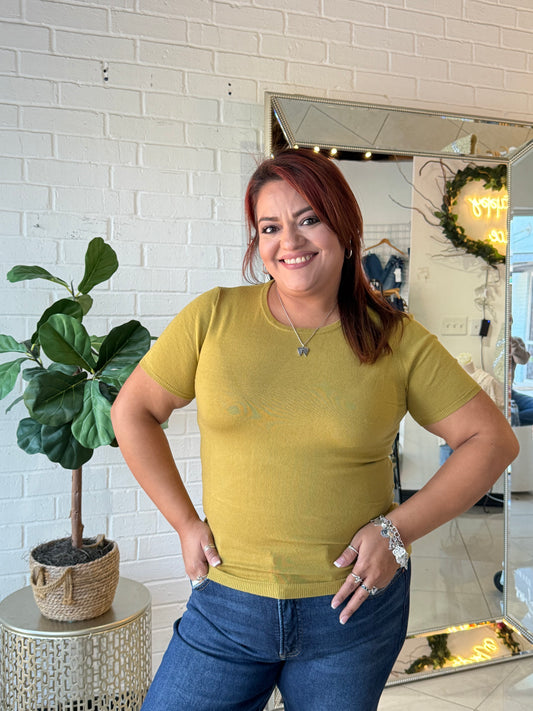 Basic Sweater Top  - Green