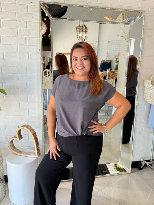 Chill With Me Blouse- Charcoal