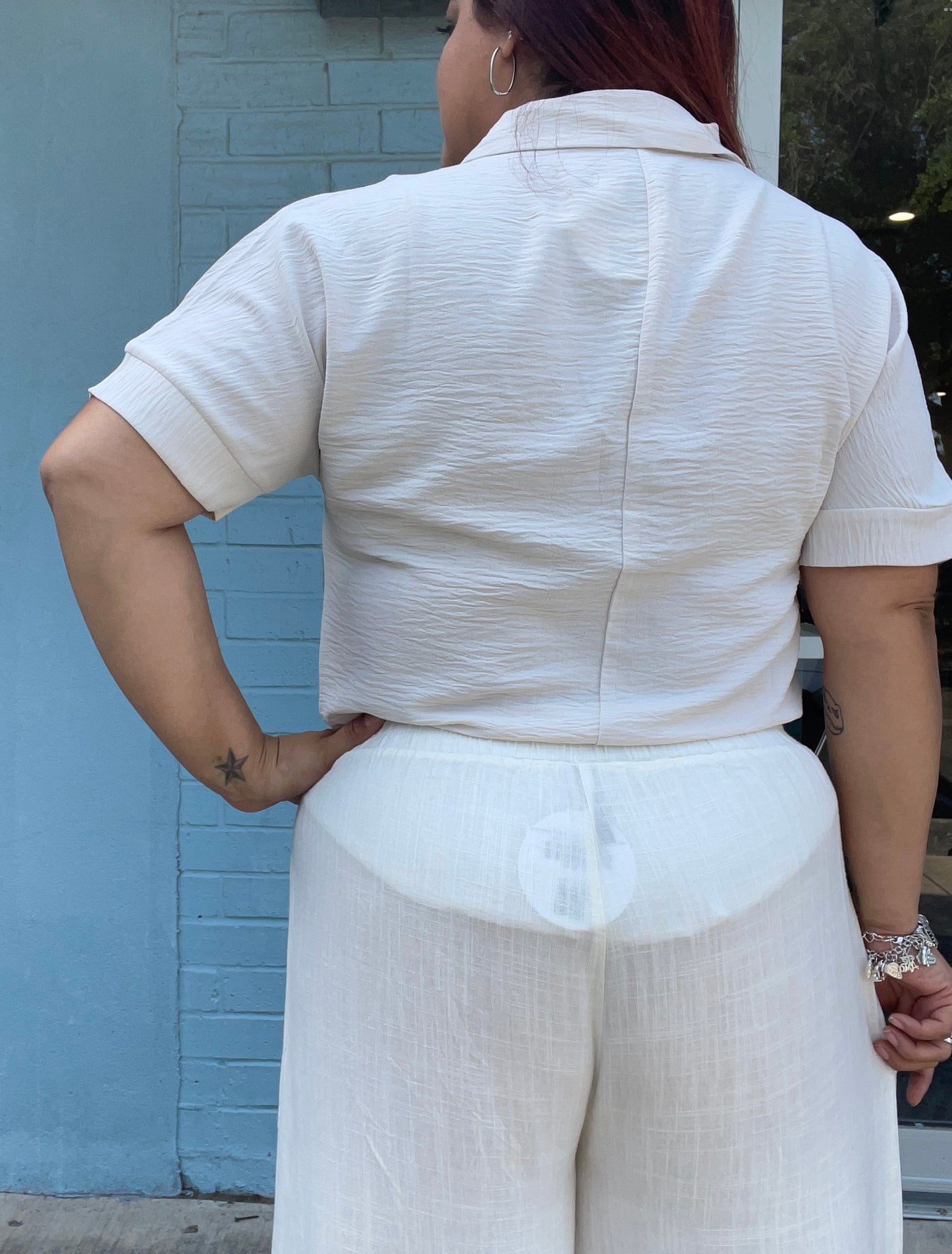 The Mayra Wide-Leg Linen Pants ( Petite Friendly)- Ivory