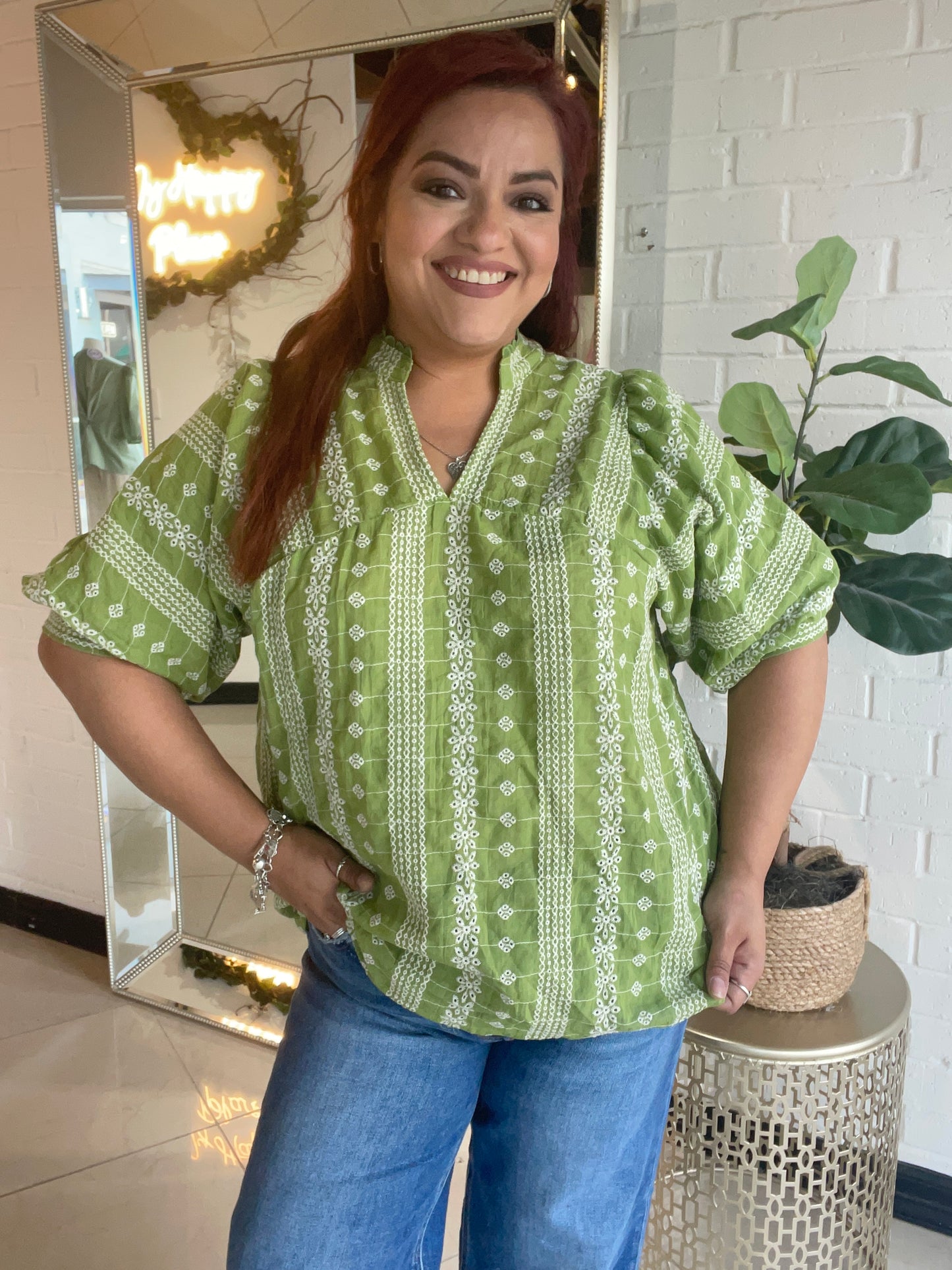 Staying In Cabo Eyelet Blouse