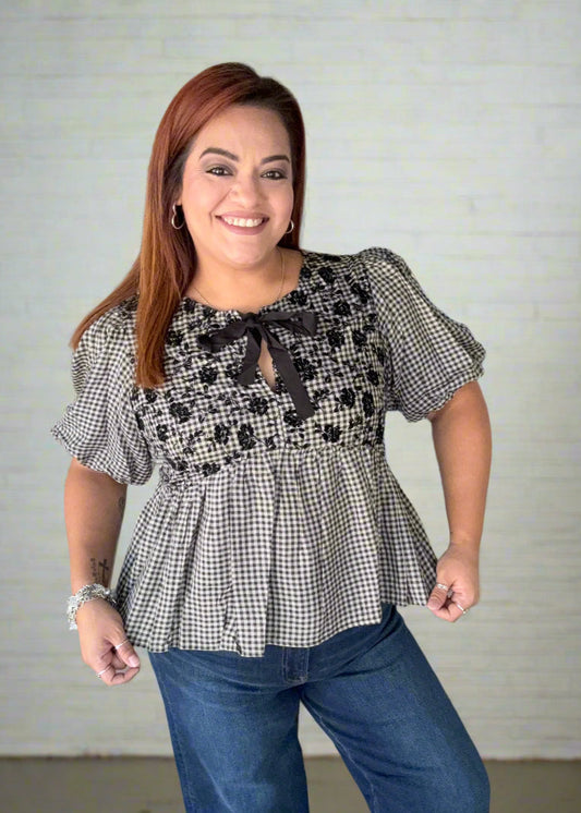 Mystery Rose Peplum Blouse