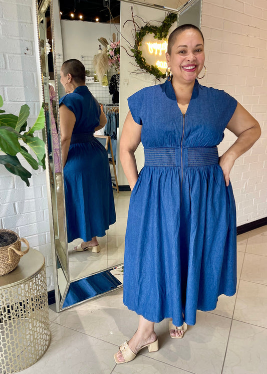 Casual Sophistication Denim Midi Dress