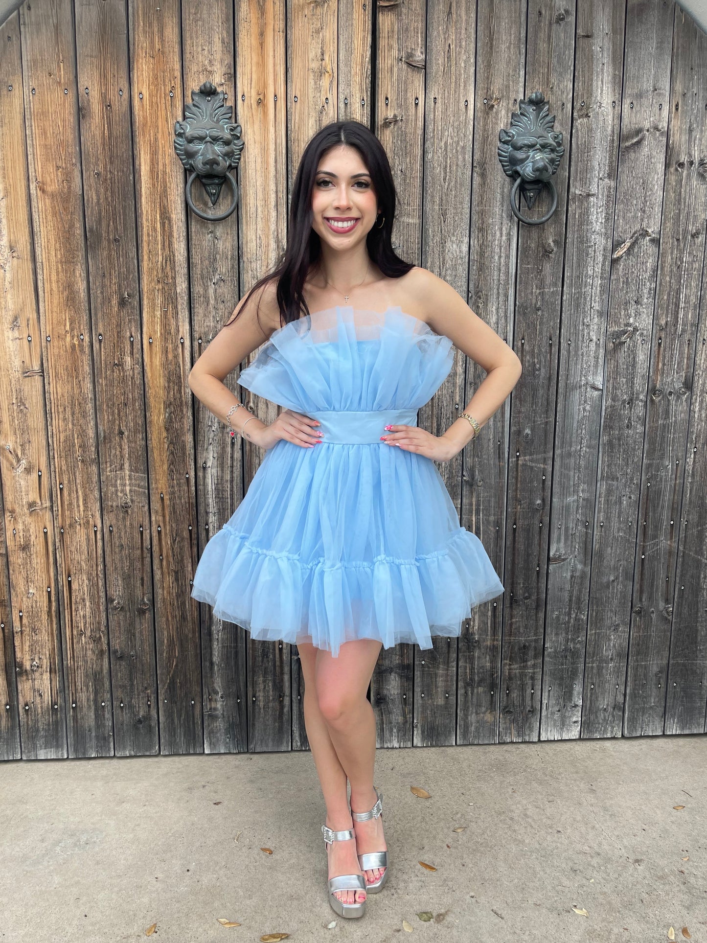 On Cloud 9 Tulle Mini- Sky Blue