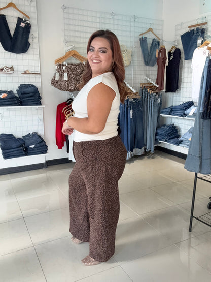Leopard Warmth Barrel Pants