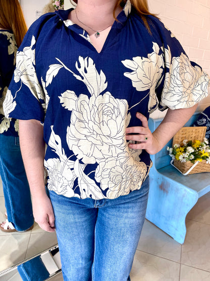 Forget Me Not Floral Blouse