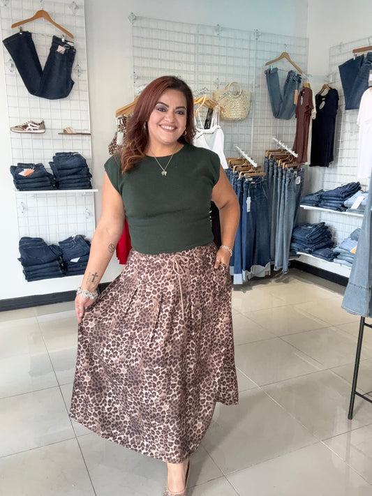 Leopard Muse Midi Skirt