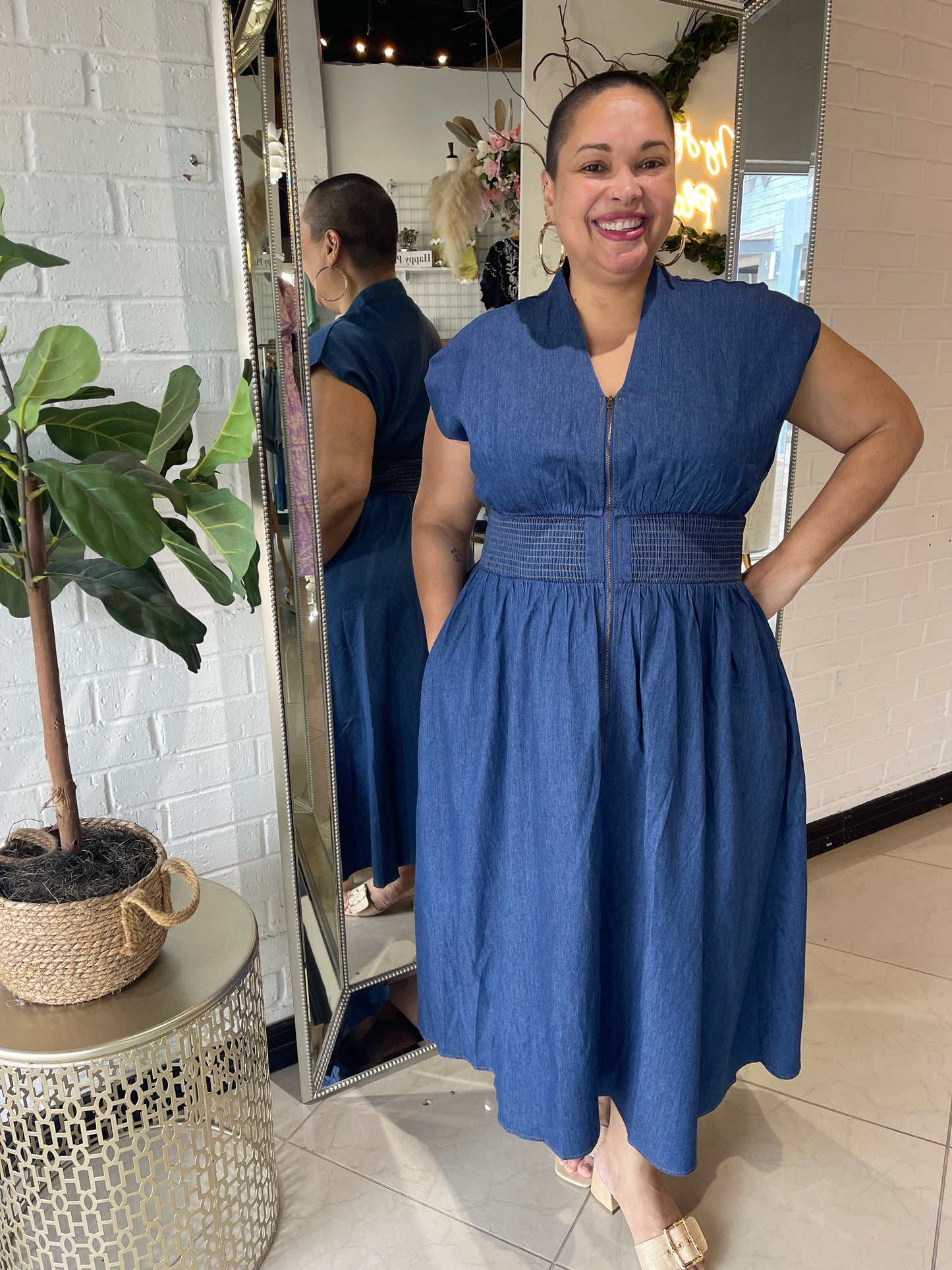 Casual Sophistication Denim Midi Dress