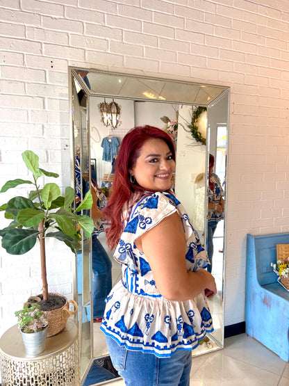 My Royal Embroidered Peplum Blouse