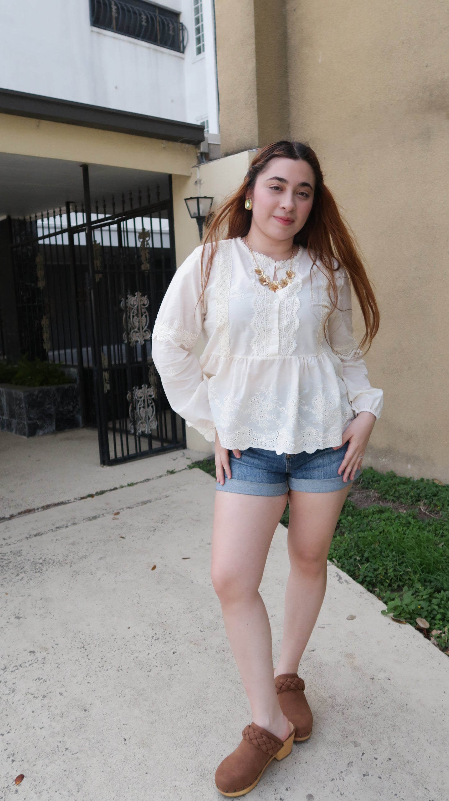 Marie Embroidered Ruffle Blouse