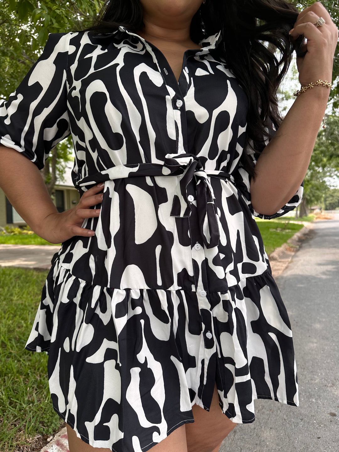 Abstract Thinking Button-Up Mini Dress