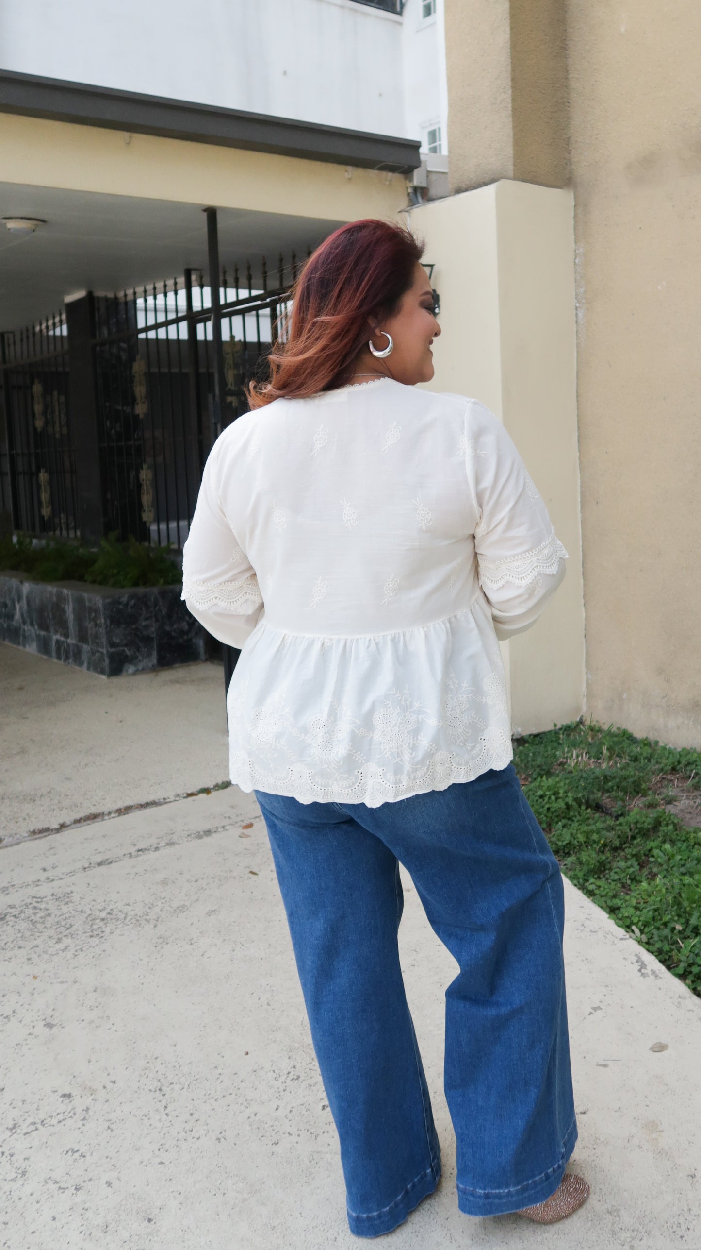 Marie Embroidered Ruffle Blouse