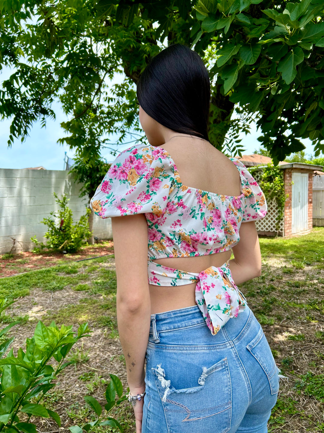 Dazzling Florals Corset Cropped Top