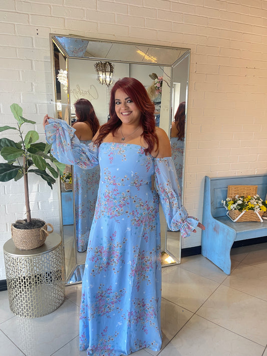 Cherished Memories Maxi Dress - Blue
