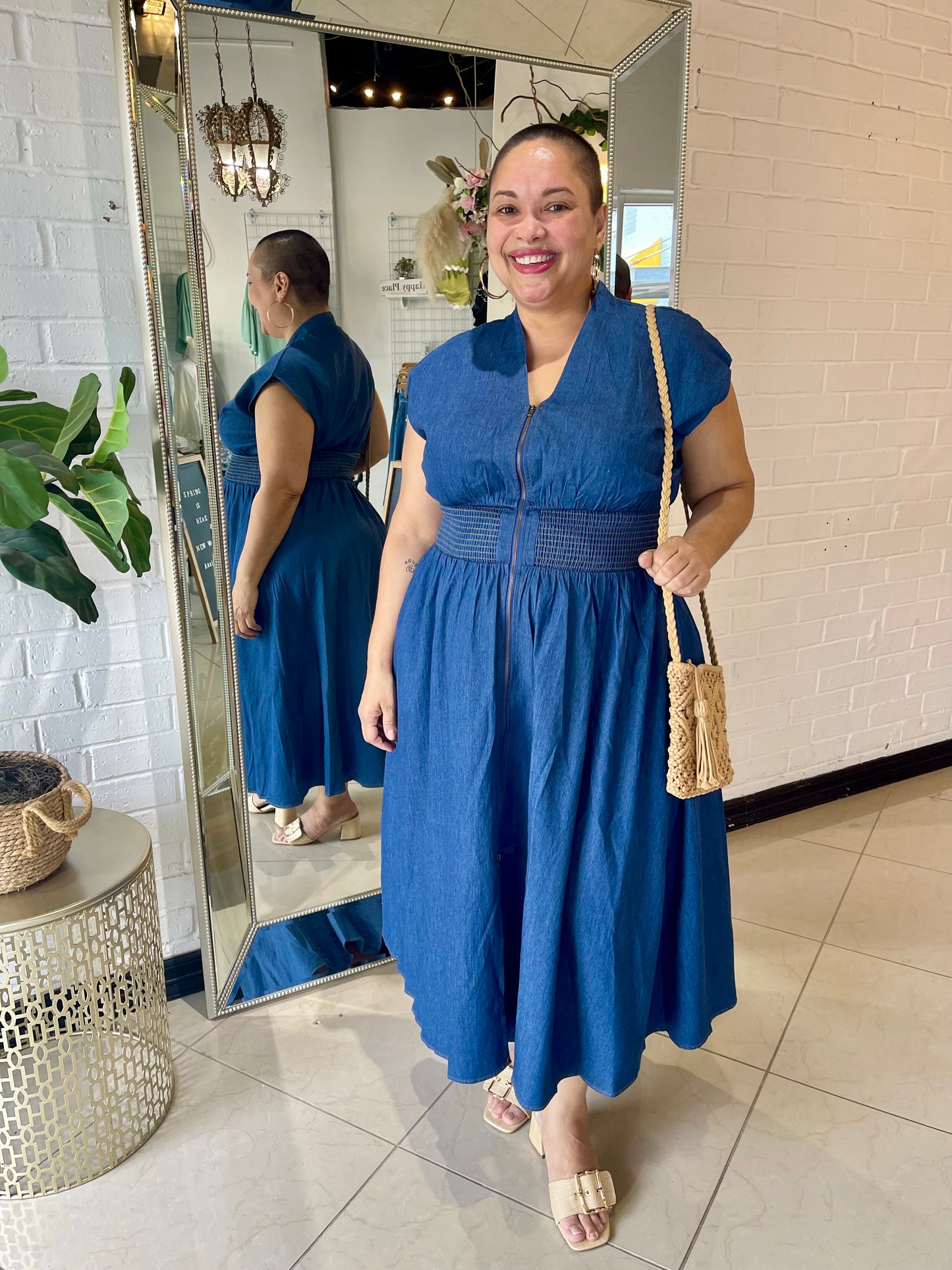 Casual Sophistication Denim Midi Dress