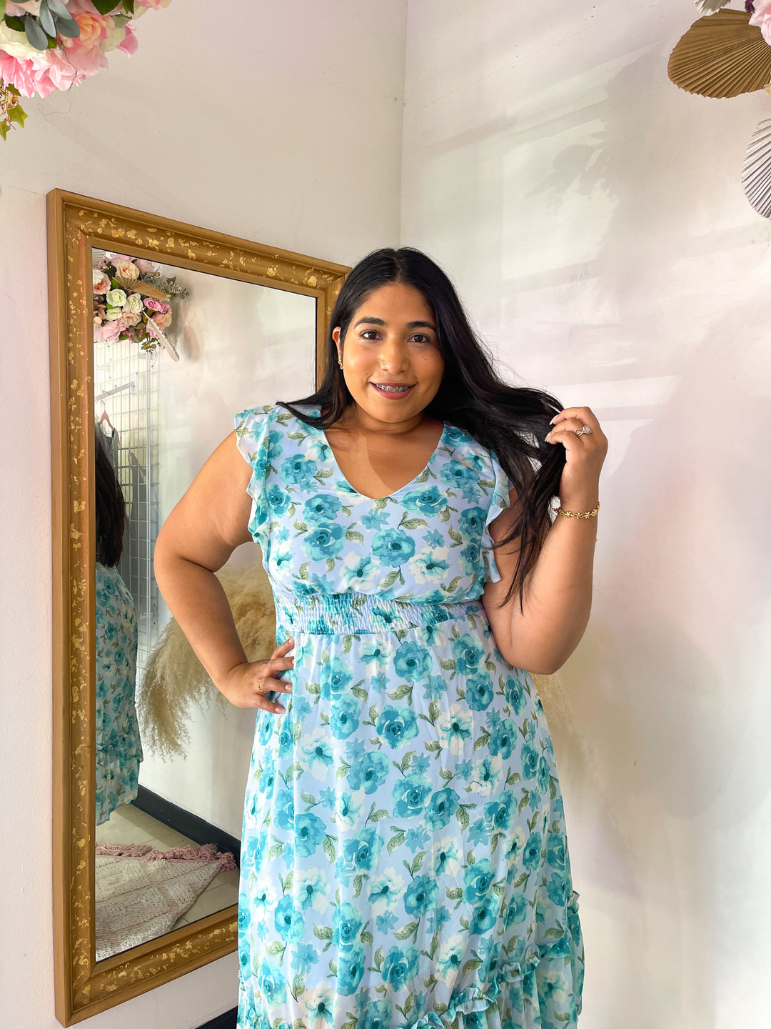 I'm Blue For You Floral Midi