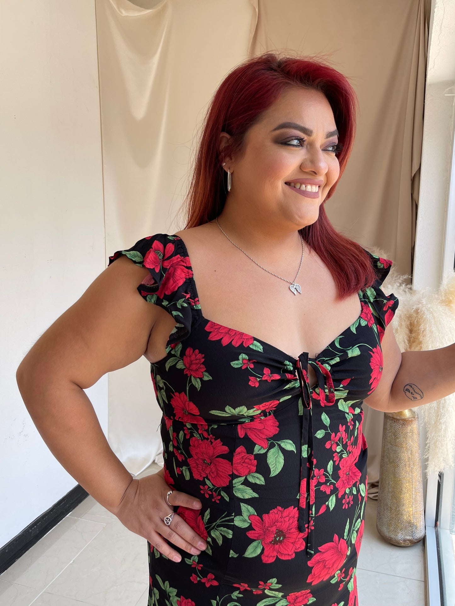 Paint The Roses Red Midi Dress