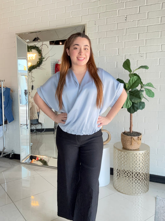 So Sophisticated Blouse- Blue