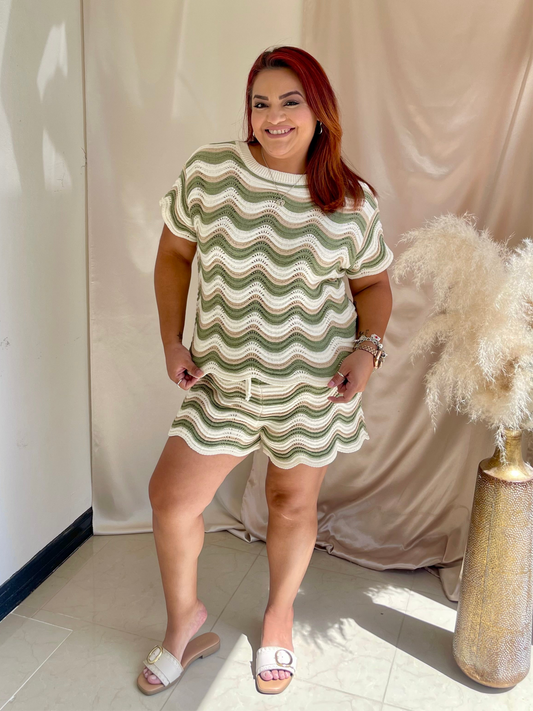 Travel In Style Crochet Shorts- Olive