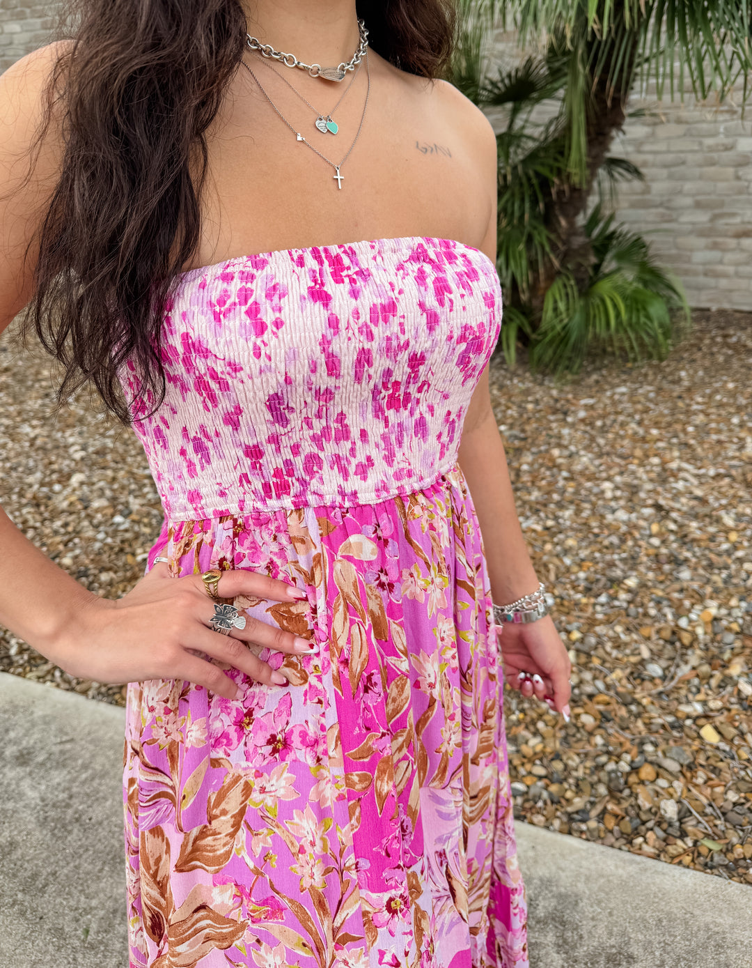 Sunny Days Ahead Strapless Maxi Dress