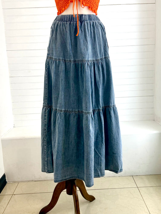 Vaquera Denim Midi Skirt